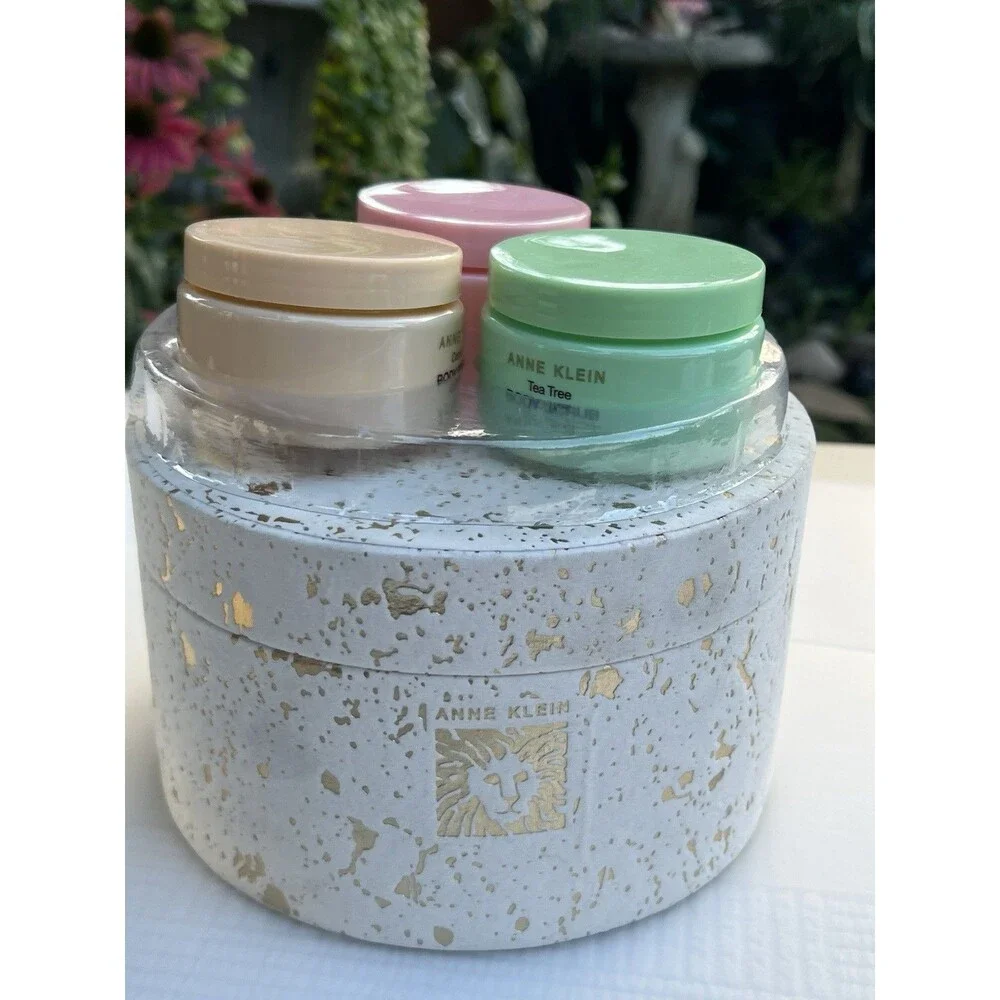 Luxury Anne Klein Body Scrub Gift Set 3 Pc Unused Reusable Keepsake Storage Box